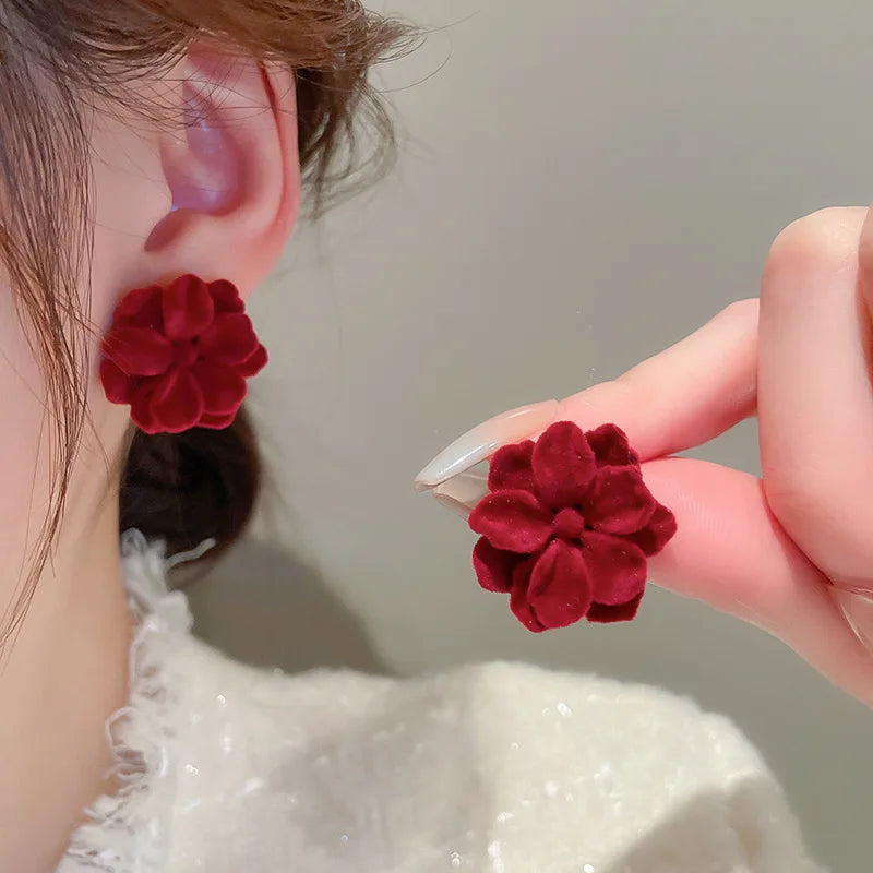 White Flower Stud Earrings