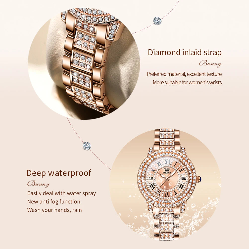 Full Diamond Women Starry Sky Flower Dial Quartz Watch