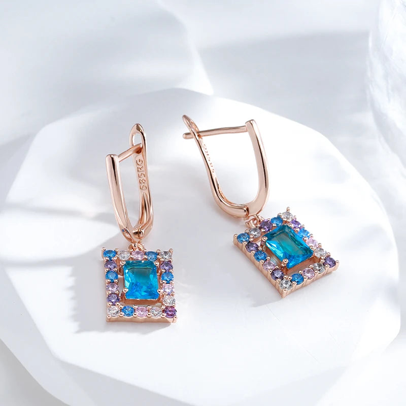 Rose Gold Square Drop Earrings