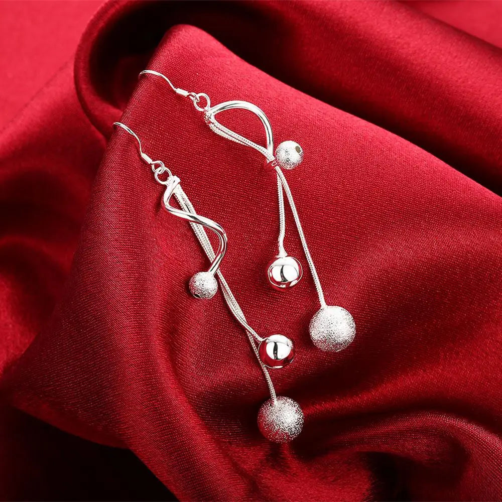 925 Sterling Silver Tassel Bead Earrings