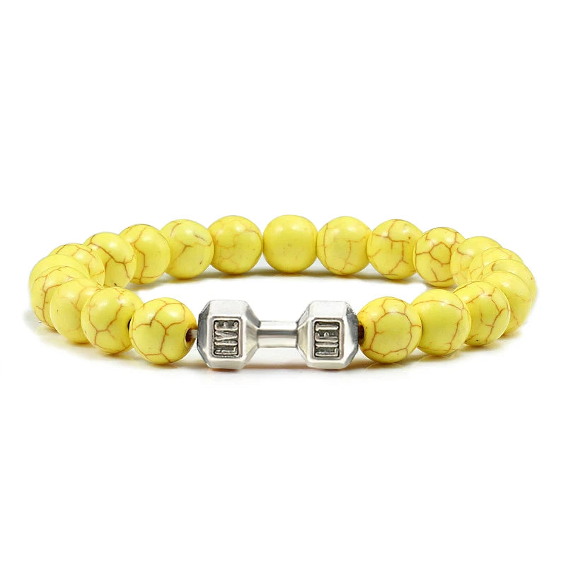 High Quality Stone Dumbbell Charm Bracelet