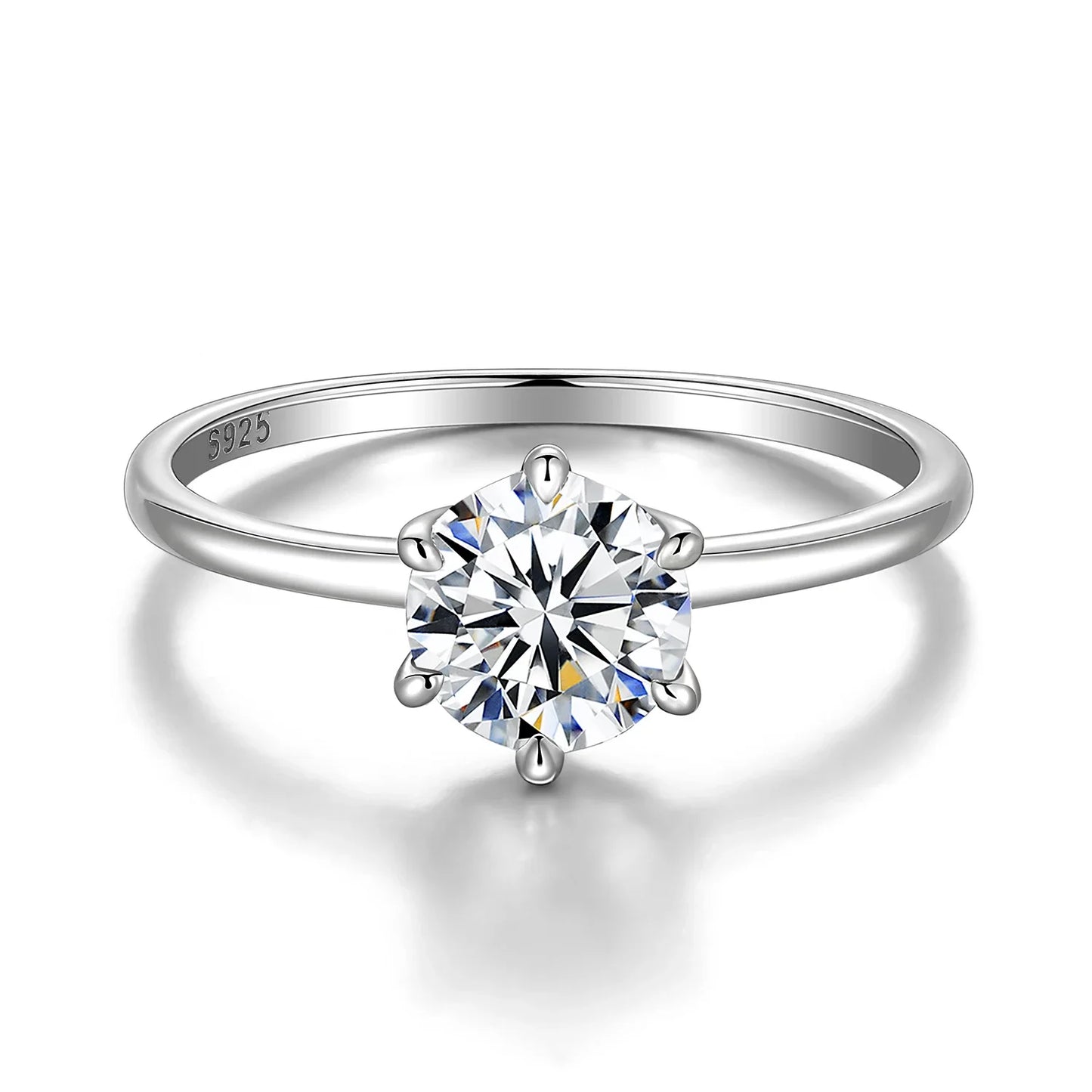 Diamond Moissanite Silver Engagement Ring