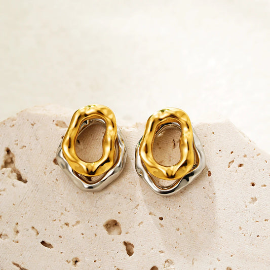 Gold Silver Geometric Hoop Earrings