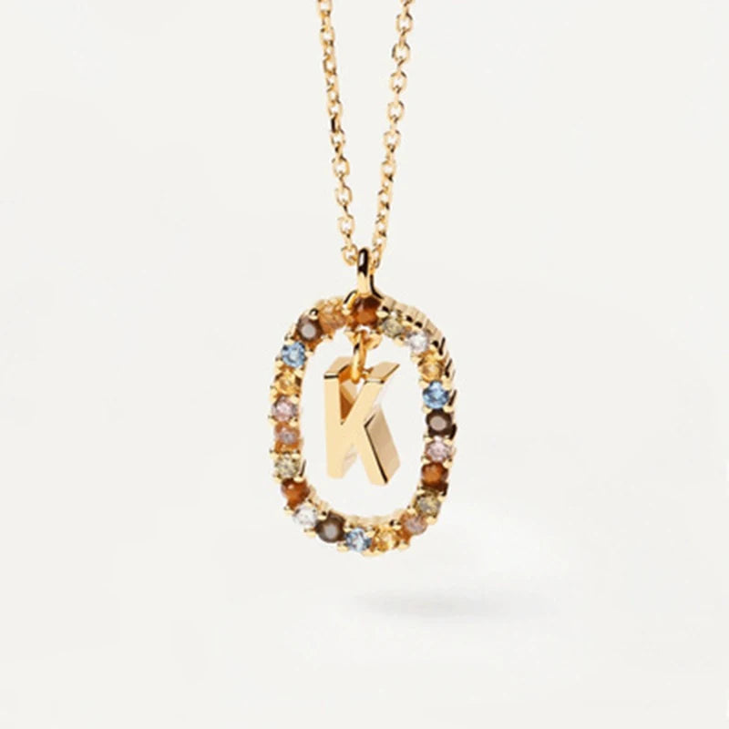 Colored Zircon Letter Necklace