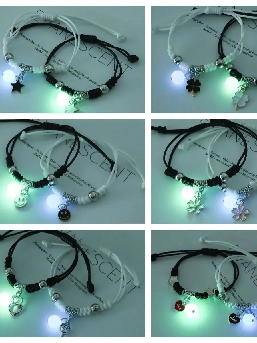 Luminous Couple Bracelets Matching Charms