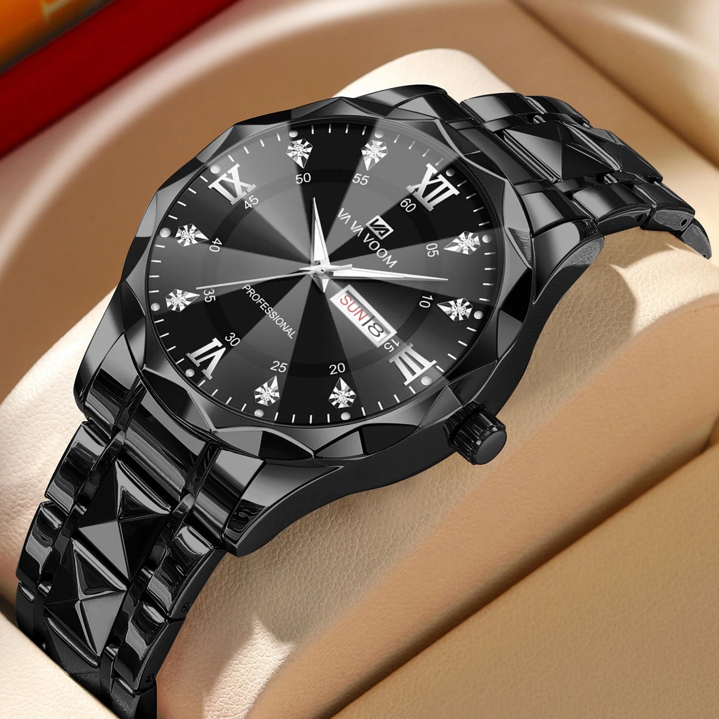 Stainless Steel Luxury Rhinestone Quartz Watch