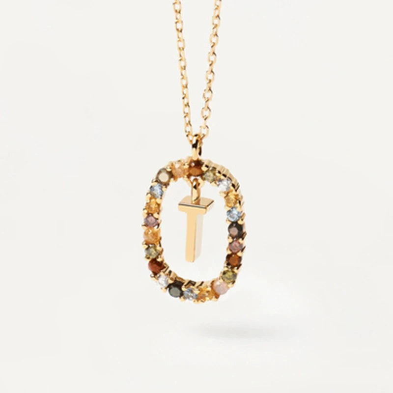 Colored Zircon Letter Necklace