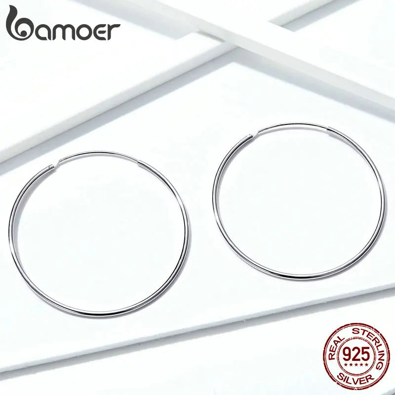 925 Sterling Silver Large Hoop Earrings